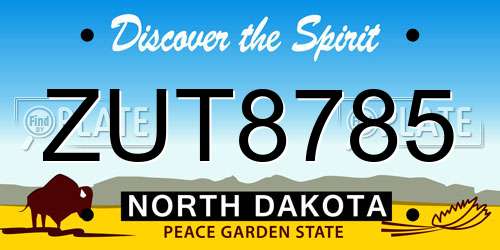 ZUT8785 North Dakota License Plate