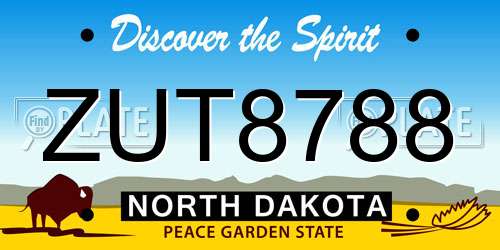ZUT8788 North Dakota License Plate