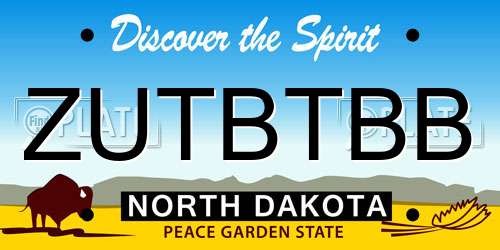 ZUTBTBB North Dakota License Plate