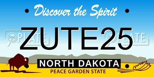 ZUTE25 North Dakota License Plate