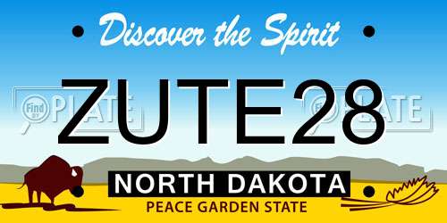ZUTE28 North Dakota License Plate