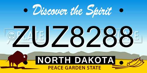 ZUZ8288 North Dakota License Plate