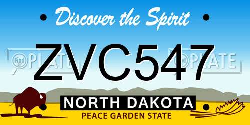 ZVC547 North Dakota License Plate