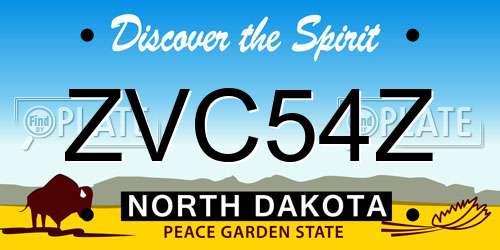 ZVC54Z North Dakota License Plate
