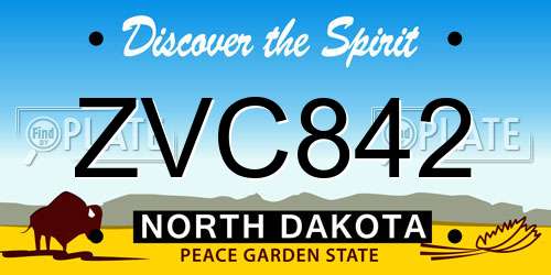 ZVC842 North Dakota License Plate