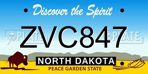 ZVC847 North Dakota License Plate