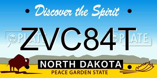 ZVC84T North Dakota License Plate