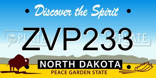ZVP233 North Dakota License Plate