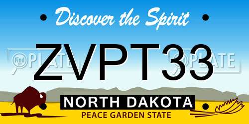 ZVPT33 North Dakota License Plate