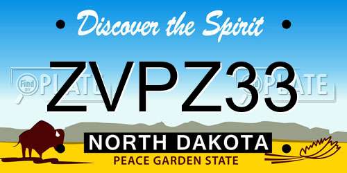 ZVPZ33 North Dakota License Plate