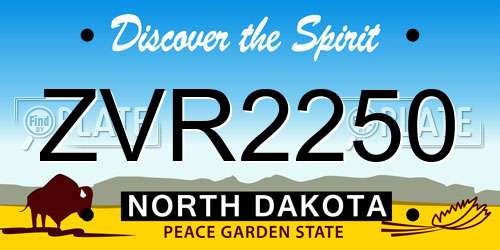ZVR2250 North Dakota License Plate