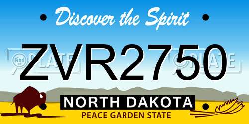 ZVR2750 North Dakota License Plate
