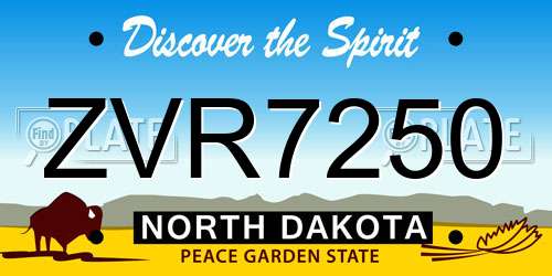 ZVR7250 North Dakota License Plate