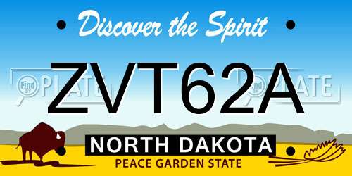ZVT62A North Dakota License Plate
