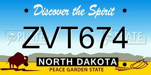 ZVT674 North Dakota License Plate