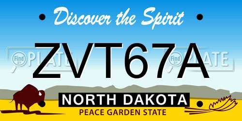 ZVT67A North Dakota License Plate