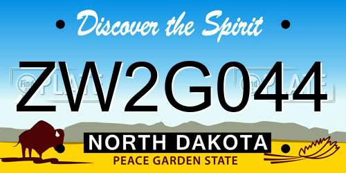 ZW2G044 North Dakota License Plate