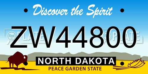 ZW44800 North Dakota License Plate