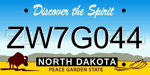 ZW7G044 North Dakota License Plate