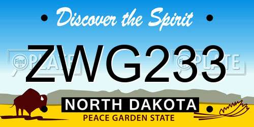 ZWG233 North Dakota License Plate