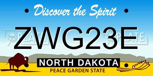 ZWG23E North Dakota License Plate