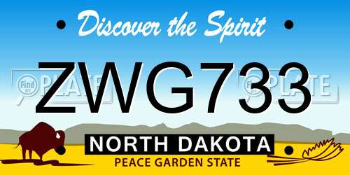 ZWG733 North Dakota License Plate