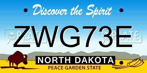 ZWG73E North Dakota License Plate