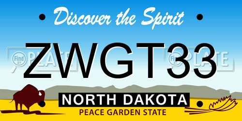 ZWGT33 North Dakota License Plate