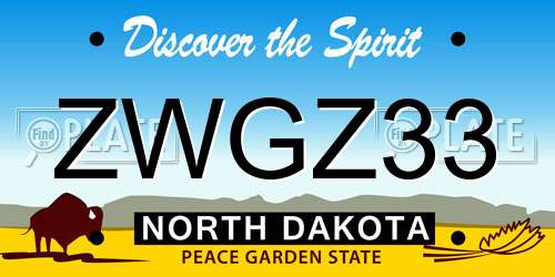 ZWGZ33 North Dakota License Plate