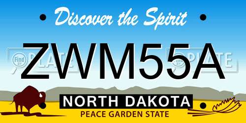 ZWM55A North Dakota License Plate