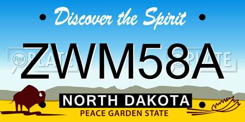 ZWM58A North Dakota License Plate
