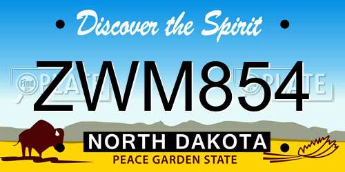 ZWM854 North Dakota License Plate