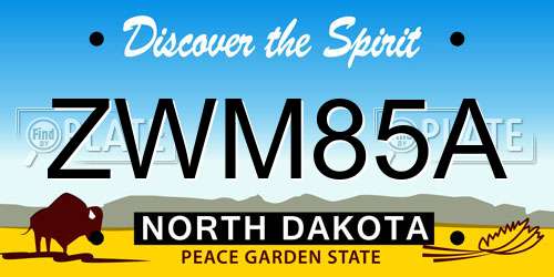 ZWM85A North Dakota License Plate