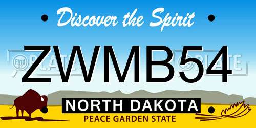 ZWMB54 North Dakota License Plate