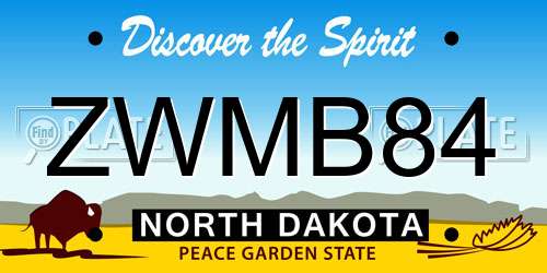ZWMB84 North Dakota License Plate