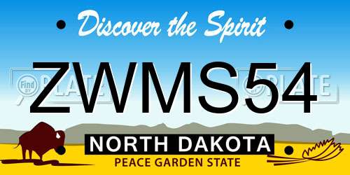 ZWMS54 North Dakota License Plate