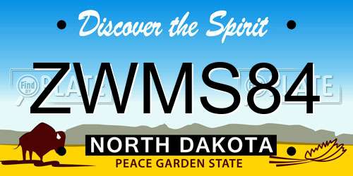 ZWMS84 North Dakota License Plate