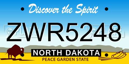 ZWR5248 North Dakota License Plate