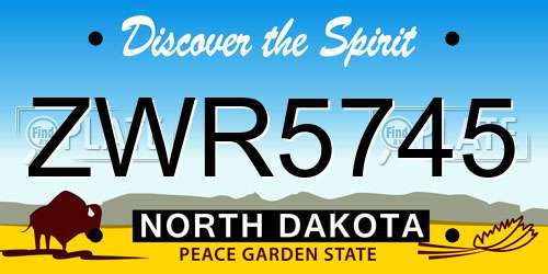 ZWR5745 North Dakota License Plate