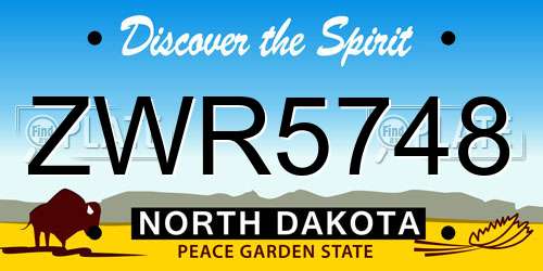 ZWR5748 North Dakota License Plate