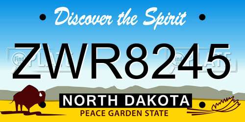 ZWR8245 North Dakota License Plate