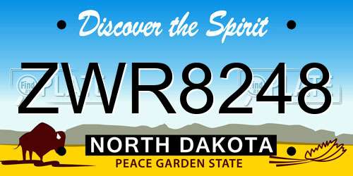 ZWR8248 North Dakota License Plate