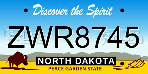 ZWR8745 North Dakota License Plate
