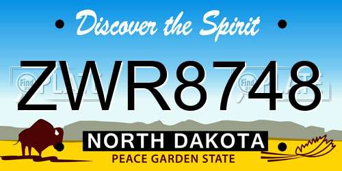 ZWR8748 North Dakota License Plate