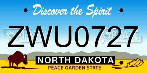 ZWU0727 North Dakota License Plate