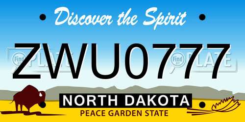 ZWU0777 North Dakota License Plate