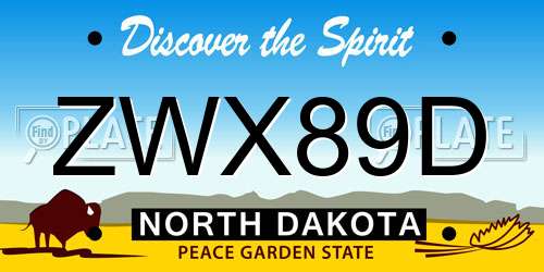 ZWX89D North Dakota License Plate