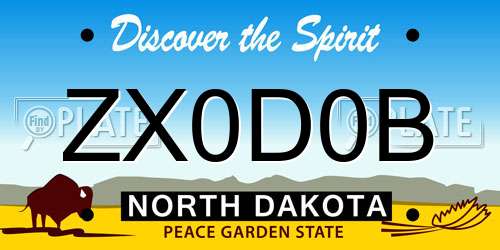 ZX0D0B North Dakota License Plate