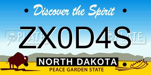 ZX0D4S North Dakota License Plate