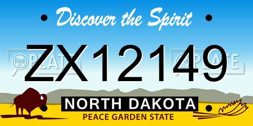 ZX12149 North Dakota License Plate